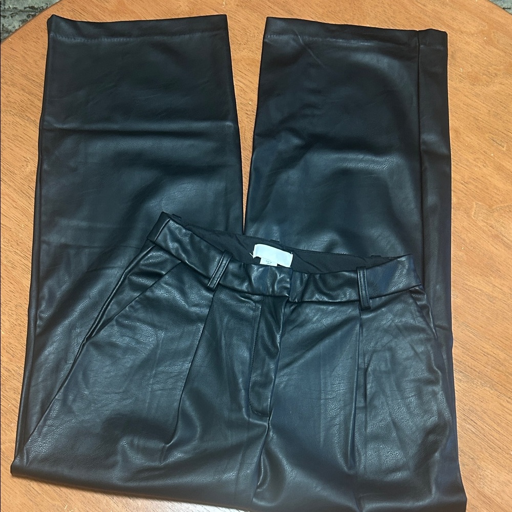 H&M Wide Leg Faux Leather Pants